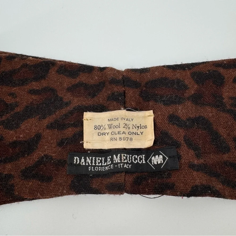 Brown and Black Leopard Print Scarf with Gold Accent